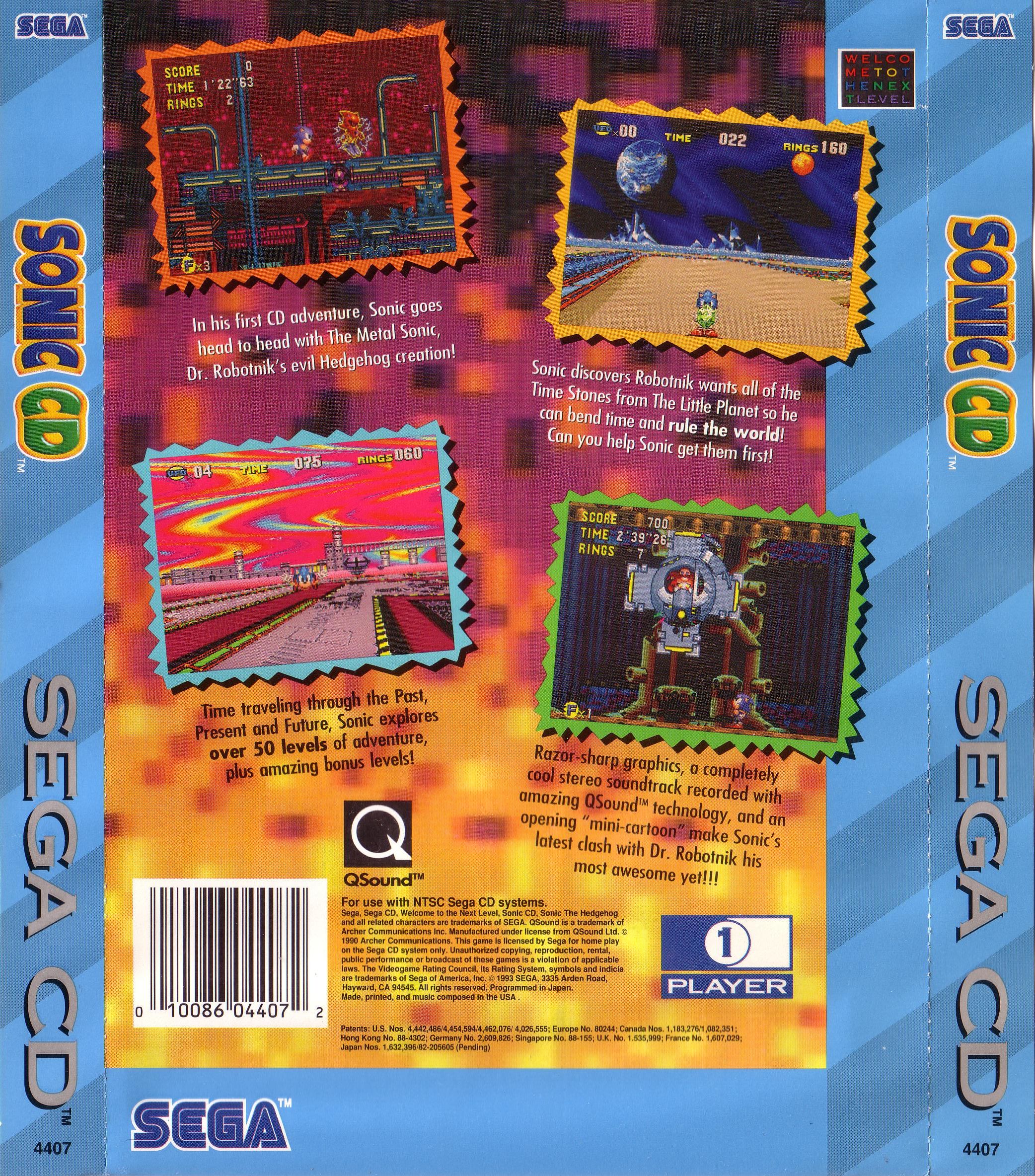 Sonic CD (U) Back Cover